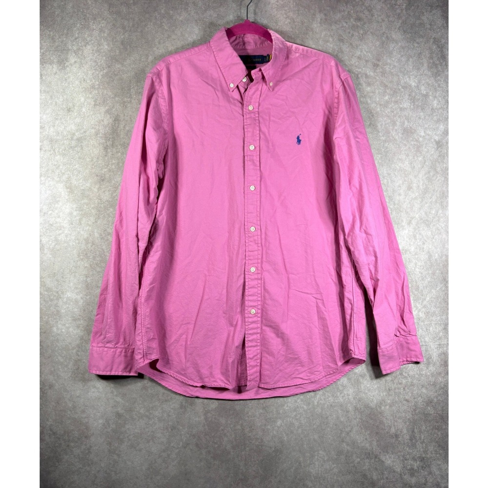 Ralph Lauren Button Down Shirt Mens L Pink Classic Fit Oxford Long Sleeve Preppy